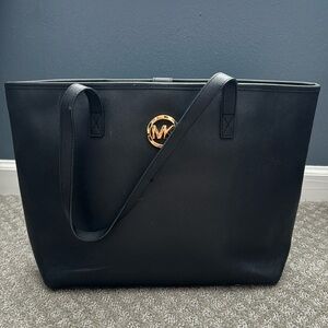 Michael Kors Black Leather Tote Bag